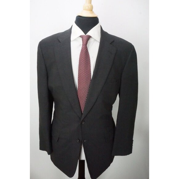 Paul Stuart Stuart II Dark Gray 100% Wool 2 Pc Suit Jacket Pants 42 semi long - Picture 3 of 12
